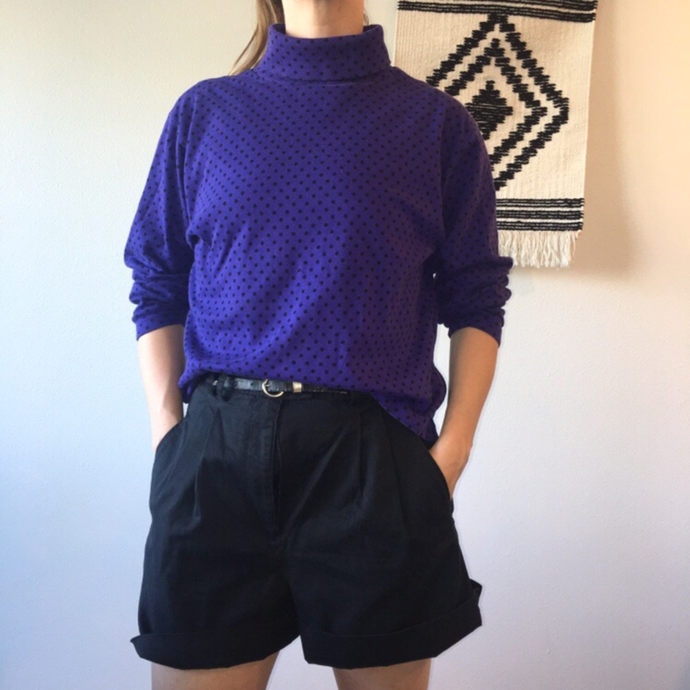 VTG Liz Claiborne 90s Purple Polka Dot Turtleneck